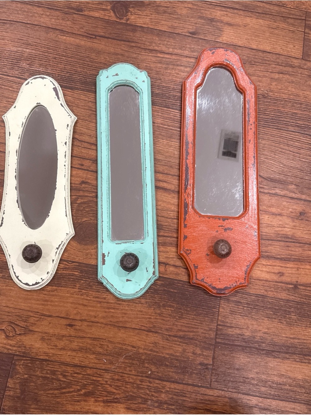 Hobby Lobby Rustic Wall Mirror Hooks Set of 3- Cream, Mint, Orange